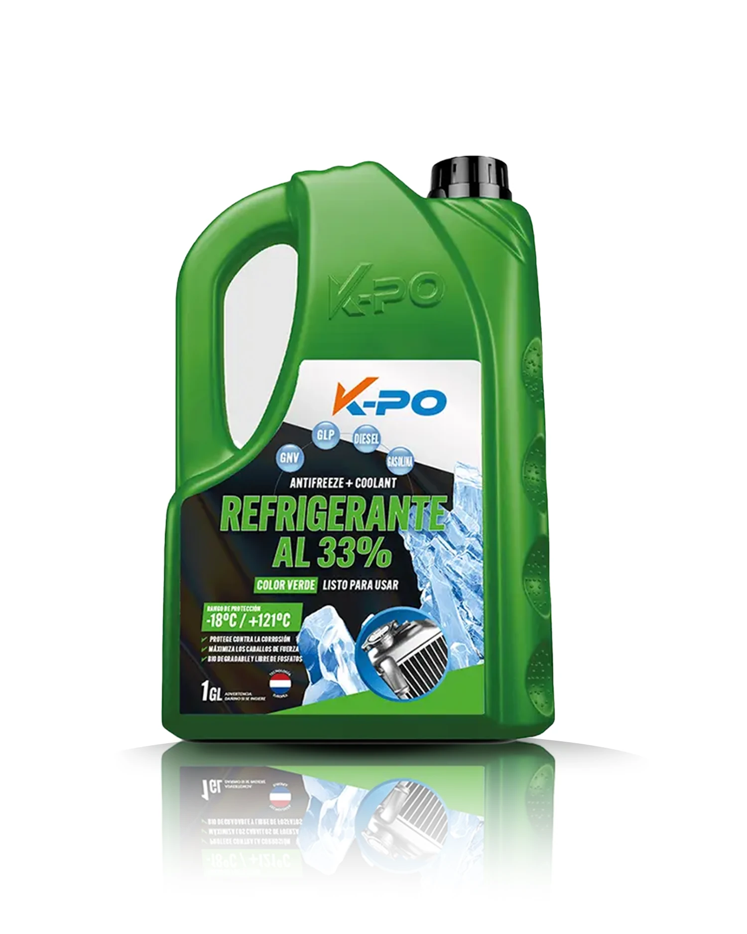 K-PO REFRIGERANTE 33% VERDE (ANTIFREEZE + COOLANT) - Refrigerante listo para usar